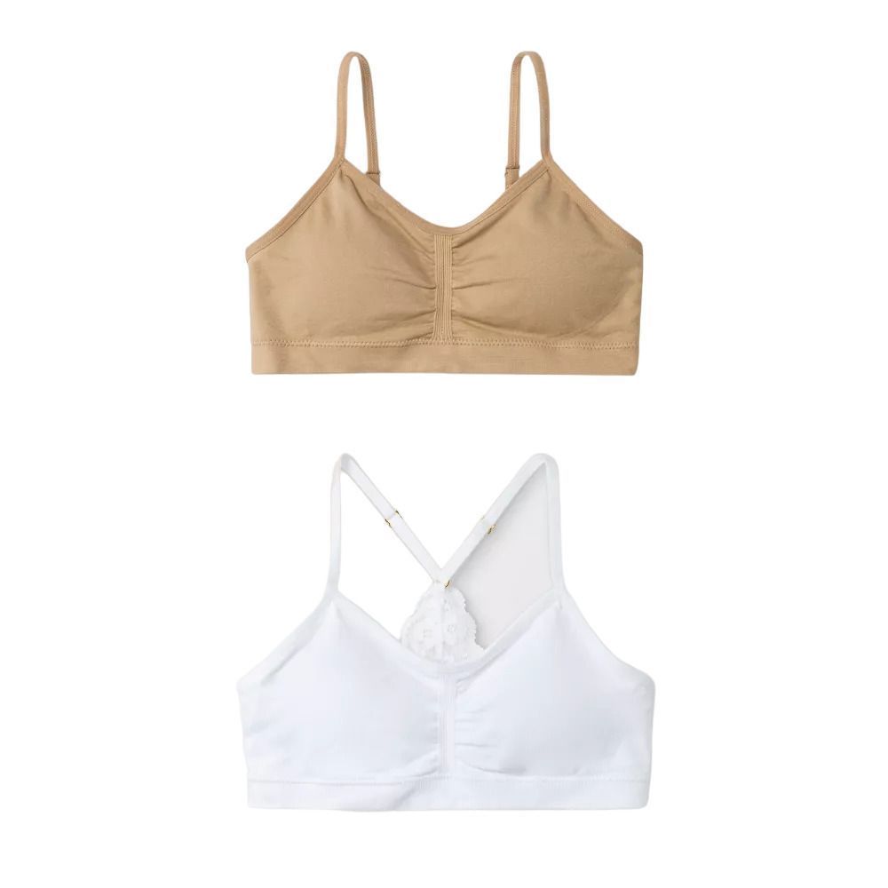 Maidenform Girls 2pk Seamfree Lace Back Padded Crop Bra White Size XL